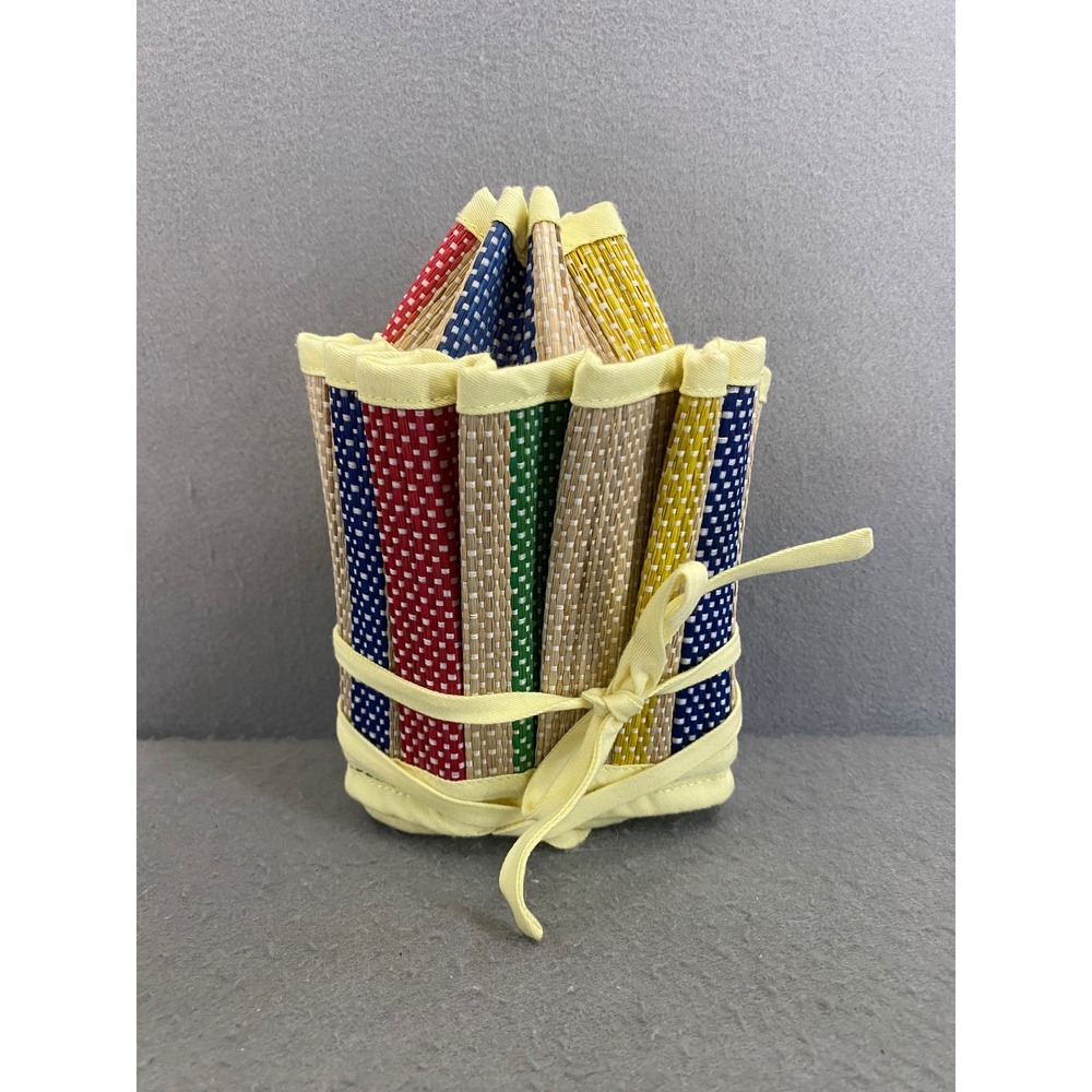 Lorna Murray x Kathy Hilton Capri Sun Hat Multicolor Striped Natural Fiber Sz M - Picture 8 of 9